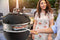onlyfire BRK-6023 Pizza Oven Conversion Kit for 57 CM/ 22.5” Kettle Grills and Smoker, stainless steel ring with thermometer, pizza stone, aluminum pizza peel