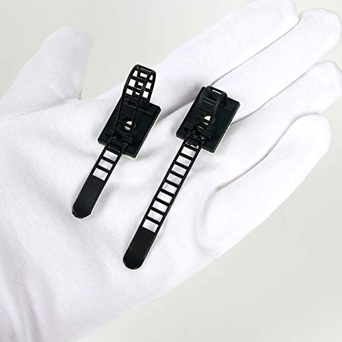 50pcs Adjustable Self-Adhesive Nylon Cable Straps Cable Ties Cord Clamp for Wire Management (Black)