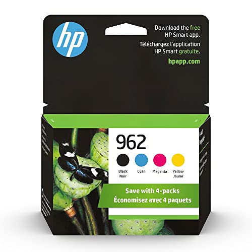 Original HP 962 Black, Cyan, Magenta, Yellow Ink Cartridges (4-Pack) | Works with HP OfficeJet 9010 Series, HP OfficeJet Pro 9010, 9020 Series | Eligible for Instant Ink | 3YQ25AN