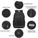 Backpack, Laptop Backpack, Carry on Backpack, Durable Large 17.3 Inch TSA Friendly Business Travel Laptop Backpack with USB Port, College School Bag for Men Women Teens Bookbag, Black