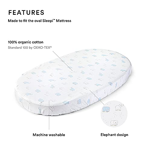 Stokke Sleepi Fitted Sheet by Pehr, Elephant - Soft Sheets for Stokke Sleepi Mini & Crib/Bed - Available in Playful Patterns - 100% Cotton