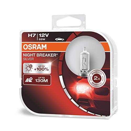 OSRAM 64210NBS-DUO NIGHT BREAKER SILVER H7, 100% more brightness, halogen headlamp, 64210NBS-HCB, 12V, passenger car, duo box (2 lamps)