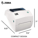 Zebra GC420t Monochrome Desktop Direct Thermal/Thermal Transfer Label Printer, 4"/s Print Speed, 203 dpi Print Resolution, 4.09" Print Width, 110-240V AC