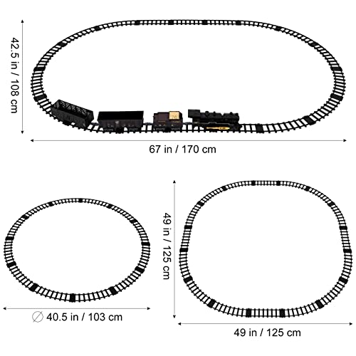 TOYANDONA Electric Train Set for Kids, Battery-Powered Train Toy Set with Smokes, Lights & Sound Include 4 Cars and 18 Tracks, Classic Toy Train Set Gifts for 3 4 5 6 Years Old Boys Girls