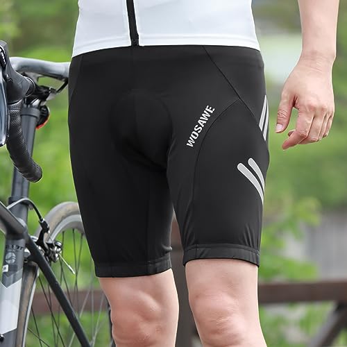 WOSAWE Men Cycling Sport Shorts Shockproof 5D Padded MTB Bicycle Shorts, M