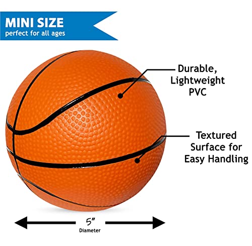 Botabee 5" Mini Basketball Balls for Mini Hoop Basketball or Over The Door Basketball Hoop Games | PVC, Small Basketball for Indoor or Outdoor Play (Mini Basketball, 3 Pack)