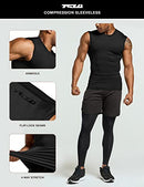 TSLA Men's Dry Fit R Neck Sleeveless Workout Shirts, Running Compression Cutoff Shirts, Athletic Training Tank Top MUA05-KLB X-Large