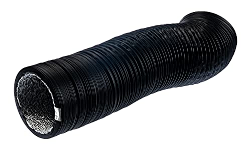 Ø 125mm / 3m Black Flexible Exhaust Hose with Aluminium Insulation - Ø 5'' / 10ft Air Conditioner Hose - Flexible Pipe