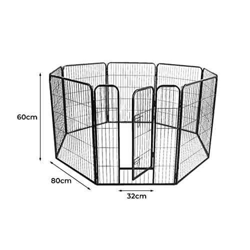 Pawz 8 Panel Fence Playpen for Dog, Size 24 Inch, Black