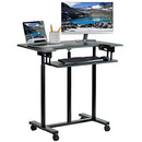 VIVO Mobile Height Adjustable Table, Stand Up Desk Cart with Sliding Keyboard Tray, Computer Workstation, Rolling Presentation Cart (Cart-V06A)