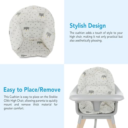 High Chair Seat Cushion Compatible with Stokke Clikk High Chair - Soft 100% Cotton Seat Pad for Stokke Clikk High Chair - Machine Washable
