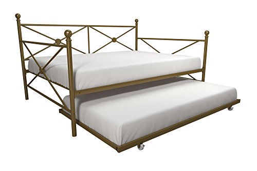 DHP Lina Metal Daybed with Trundle, Full Size Sofa Bed Frame, Gold