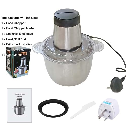 Electric Food Chopper, 12-Cup Food Processor by Homeleader, 3L Stainless Steel Bowl, 2 Speeds, 4 Bi-Level Blades, 300W for Meat, Vegetables, Fruits and Nuts
