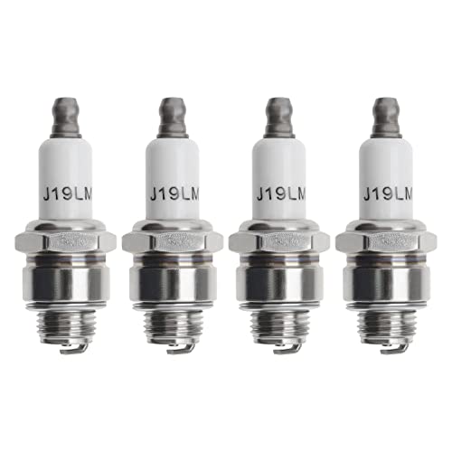 4Pcs Spark Plugs Replacement RJ19LM Compatible with Briggs & Stratton Engine Spark Plug Engine Accessory Replacement Parts