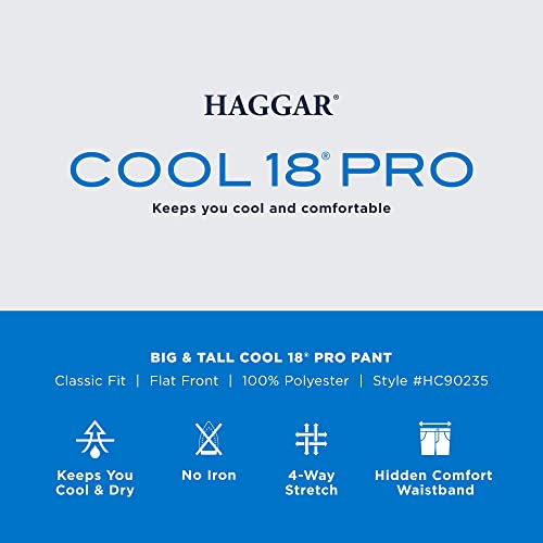 Haggar Men's Cool 18 Pro Classic Fit Flat Front Pant-Regular and Big & Tall Sizes, Black, 42W x 29L