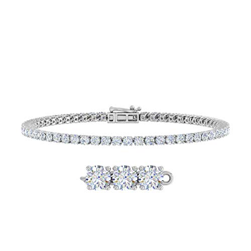 FINEROCK 4 Carat Diamond Tennis Bracelet in 14K Gold or in Platinum (7 Inch) (I1-I2 Clarity), 7 inch, Metal Stone, white diamond