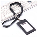 Vertical PU Leather ID Badge Card Holder, 2 Sets ID Badge Holder Vertical Badge Card Holder, with 1 Clear ID Window, 2 Credit Card Slots and a Detachable Neck Lanyard for Office Supplies, Nurses