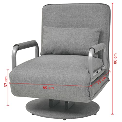 vidaXL Swivel Chair and Sofa Bed Adjustable Backrest 2-in-1 Convertible Guest Bed Armchair Sleeper Leisure Recliner Living Room Bedroom Light Grey