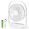 Bigqin USB Desk Fan Table Fans 4000Mah 4 Speed Modes Silent Bed Fan with Light 330°Rotatable Strong Airflow Desktop Cooling Fan for Home Bedroom Office Car Camping Outdoor,White