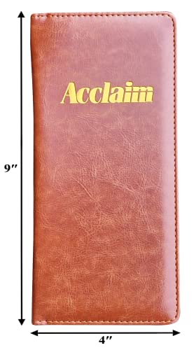 Acclaim Rigid Lawn Bowls Bowling Scorecard Holder Lightly Padded Synthetic Leather Look Finish 23 cm x 11 cm with Spring Clip & Pen Loop (Brown)