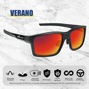 Flux Verano Unisex Polarized No Slip Outdoor Sports Sunglasses with 100% UV Protection (BLK/Red)