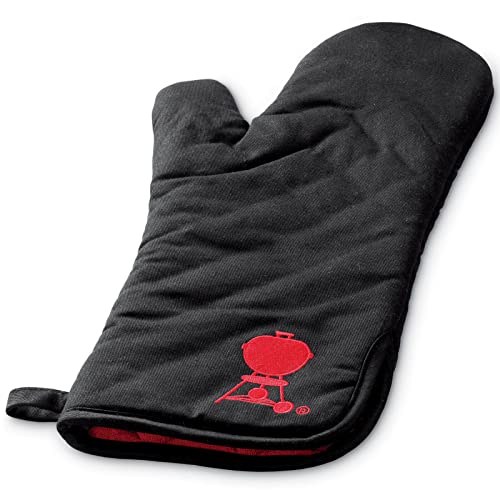 Weber BBQ Mitt with Red Kettle Motif – Grill Gloves for Barbecuing, Grilling – Heat Resistant, Heavy Duty Grill Gloves for Men & Women – BBQ Accessories