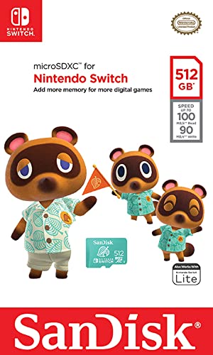 SanDisk 512GB microSDXC Card for Nintendo Switch Consoles up to 100 MB/s UHS-I Class 10 U3