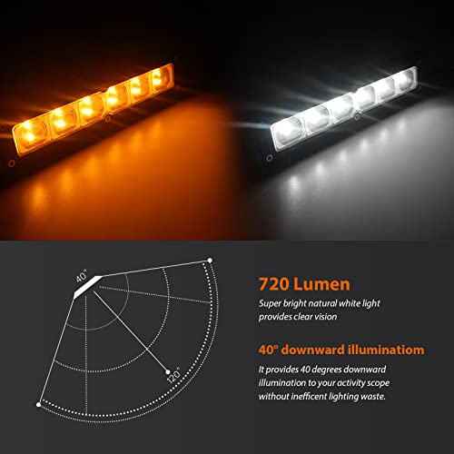 Dream Lighting Gray Shell 200MM 12V LED Awning Annex Lights,Waterproof Interior/Exterior Rigid Wall Bars Light, Camping Strip Lamp for Heavy duty,Off Road,RV Trailer/Caravan/Camper Vans/Motorhome/Yacht/Boat Cool White/Amber