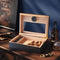 Puffaland Cigar Humidor Box, Cigar Case Desktop Box Cedar Wood Cigar Box Gift for 20-25 Cigars with Glass Top and Digital Hygrometer,Black