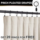 100% Blackout Shield Linen Blackout Curtains 108 Inches Long 2 Panels Set, Clip Rings/Rod Pocket Blackout Curtains, Black Out Curtains & Drapes for Bedroom, 50 inches Wide Each Panel, Cream