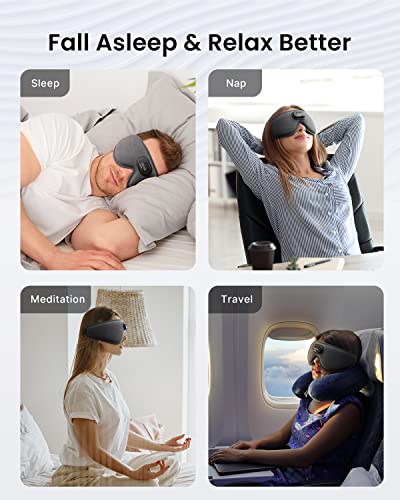 RENPHO EyeSnooze Sleep Mask - Ultra Soft HD Bluetooth Sleep Eye Mask with Music, Headphones for Side Sleepers/Men, Upgraded 3D Light Blocking Sleep Mask, Comfort Nigh Eye Mask, Ideal Gift