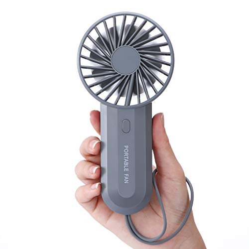 SmartDevil Mini Handheld Fan, Dual-Bladed Handheld Fan, Small Personal Portable Fan with 4000mAh Rechargeable Battery Operated, Powerful Wind,3 Speed Adjustable,Lanyard Fan for Outdoor & Home (Grey)