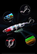 Fishing Metal Lures, All-Purpose Luminous Minnow with Tail Spinner, Jigging Spoon Slow Jigging Lures Night Glow Fishing Bait 40g, Jigs Lure for Bass Trout Crappie Freshwater & Saltwater