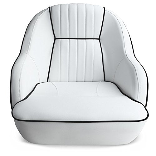 (White/Black piping) - Leader Accessories Pontoon Captains Bucket Boat Seat