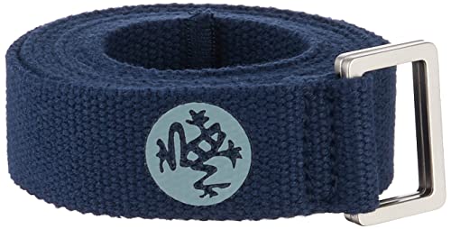 Manduka Unfold Yoga Strap - Lightweight Cotton, Secure, Slip Free Support, Midnight, 1.25 Inch Wide, 8 Feet (244cm)