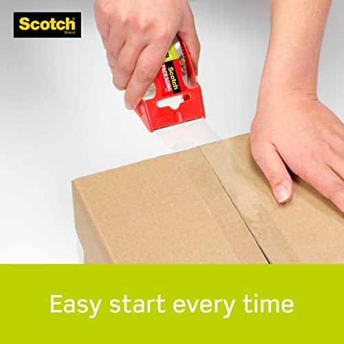 Scotch Sure Start Shipping Packaging Tape, 1.88" x 22.2 yd, Designed for Packing, Shipping and Mailing, Quiet Unwind, No Splitting or Tearing, 1.5" Core, Clear, 6 Dispensered Rolls (145-6)