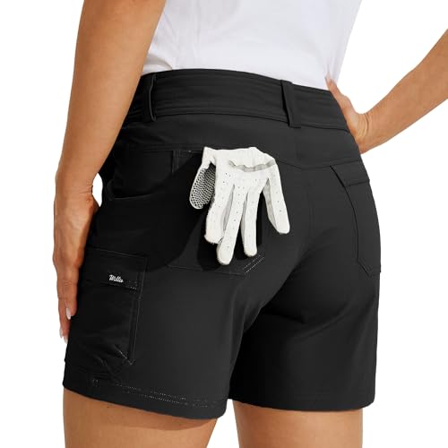 Willit Women's Golf Shorts Hiking Cargo Shorts Quick Dry Athletic Casual Summer Shorts with Pockets 5" Black 18