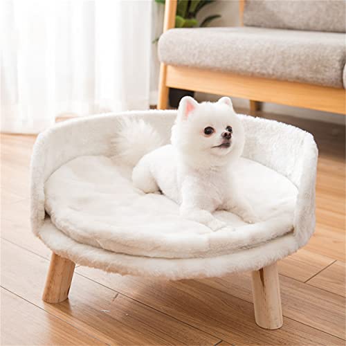 TOMVAES Pet Couch Bed, Durable Dog Beds with Non-Slip Bottom, Fluffy Cat Couch Pet Chair with Sturdy Wood Legs Washable Cat Beds for Medium Small Dogs & Cats (Small)