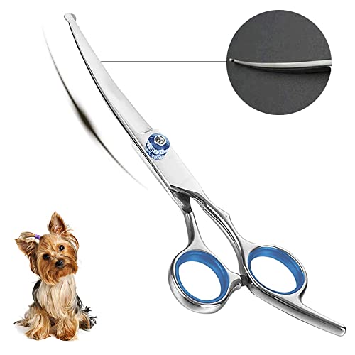 Curved Dog Grooming Scissors with Safety Round Tips, Light Weight Professional Pet Grooming Shears Stainless Steel for Dogs Cats Pets