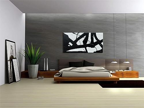 zoinart Large Black and White Wall Paintings 60x30 Inches Modern Abstract Texture Canvas Wall Art Minimalism Artwork