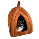 PETMAKER Pyramid - Cat Houses for Indoor Cats with Removable Foam Cat Bed for Kittens or Small Dogs by (Brown) 12 Inch