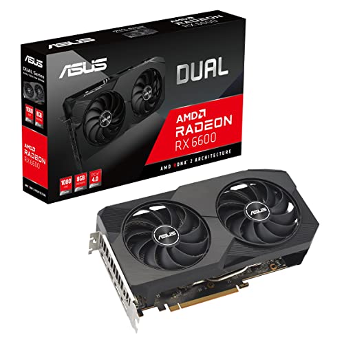 ASUS Dual Radeon RX 6600 V2 8GB GDDR6 Gaming Graphics Card (AMD Radeon RX6600, PCIe 4.0, 1x HDMI 2.1, 3X DisplayPort 1.4a, DUAL-RX6600-8G-V2)