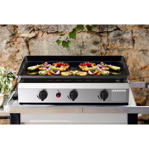ADREAK 25.6 Inch 3 Burner BBQ Gas Grill Griddle, Stainless Steel Portable Detachable 30,000 BTU Table Top Propane Grill, Patio Garden Barbecue Grill with Two Side Table for Outdoor Cooking Camping or Tailgating (Only Griddle)