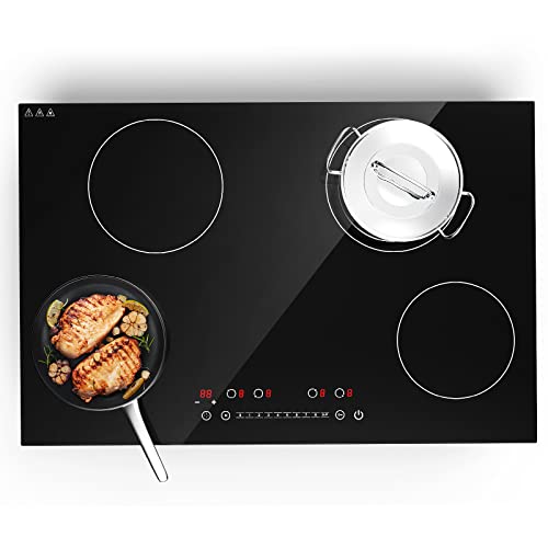 Portable Sensor Touch Induction Cooktop, Electric Induction Countertop Burner with LED Touch Screen, 9 Temperature Power Setting Induction Cooker Cooktop with Kids Safety Lock and Timer