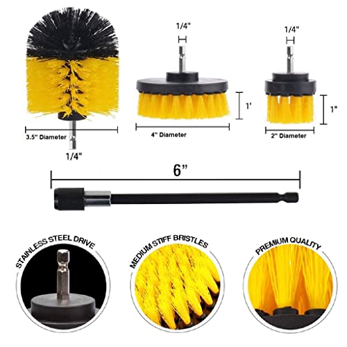 ZINGOORIA | 7 Pcs Drill Brush Set | Grout Cleaning Brush | Carpet Brush | Tyre Brush | Car Cleaning Kit | Power Scrubber | Car Detailing Brush | Wheel Brush | Cleaning Brush