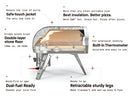 ROCCBOX Gozney Portable Outdoor Pizza Oven - Includes Professional Grade Peel, Built-In Thermometer and Safe Touch Silicone Jacket Propane Gas Fired, With Rolling Wood Flame Grey (RBX1GREYDE)