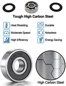 20PCS Skateboard Bearing for Scooters Chain Roller Blade Skates, 6082RS Longboard Integrated Bearing, Skateboard Wheel Bearing Inline Skate Ball Bearing, Deep Carbon Steel Sealed Bearings (608RS)