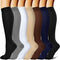 7 Pairs Compression Socks For Women and Men -- Best Medical, Nursing, Athletic, Edema, Diabetic,Varicose Veins,Maternity,Travel,Flight Socks ,Shin Splints - Below Knee High (Small/medium, Assort 1)