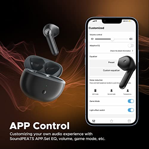 SoundPEATS Wireless Earbuds with Hi-Res Audio, Air3 Deluxe HS Semi in-Ear Headphones with LDAC, ENC Clear Call, APP Control, 14.2mm Large Driver, Game Mode, in-Ear Detection, Total 20H (Black)