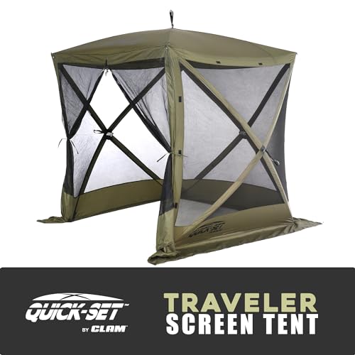 9870 Quick-Set Traveler Shelter, 72 x 72-Inch Portable Popup Gazebo Durable Tent Bug and Rain Protection Easy Setup (3-4 Person), Forest Green